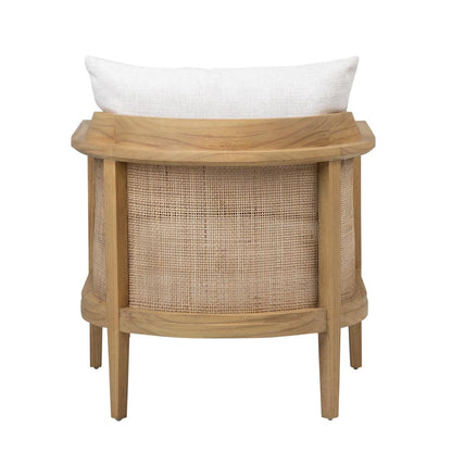 Henry & Mason - Kinderis Mindi Wood and Rattan Accent Chair in Off White Performance Fabric - DV7117 veiw 4