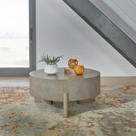 Henry & Mason - Kinship Round Cocktail Table in Dusty Taupe with Concrete Tops - AFA03352 view 1