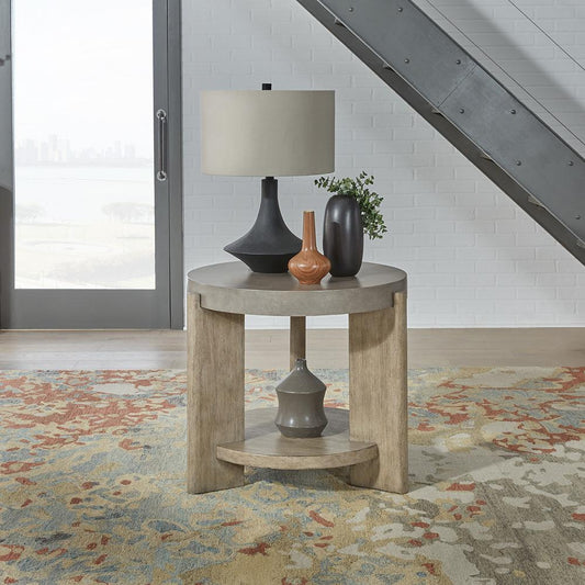 Henry & Mason - Kinship Round End Table in Dusty Taupe with Concrete Tops - AFA03354 view 1