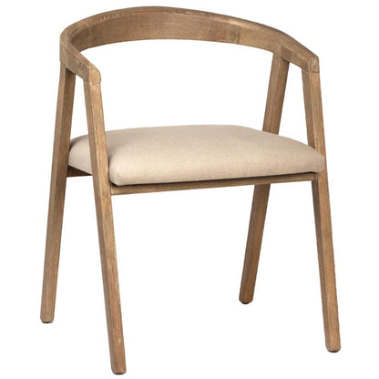 Henry & Mason - Klinger Antique Finished Oak Wood and Beige Linen Dining Chair - DV7848 veiw 1