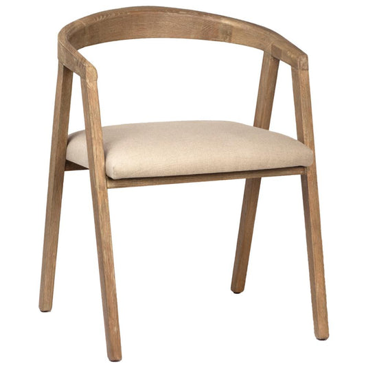Henry & Mason - Klinger Antique Finished Oak Wood and Beige Linen Dining Chair - DV7848 veiw 1