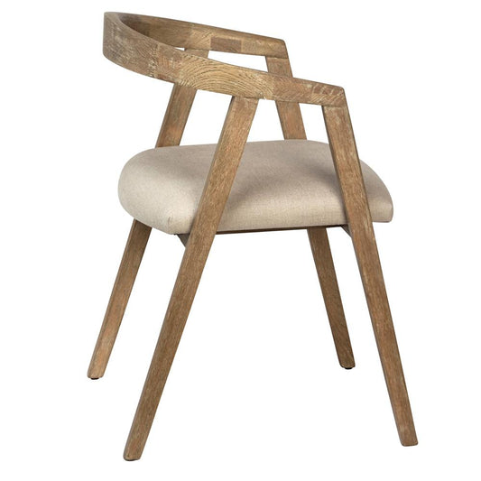 Henry & Mason - Klinger Antique Finished Oak Wood and Beige Linen Dining Chair - DV7848 veiw 2