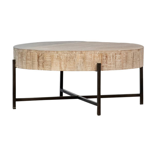 Henry & Mason - Krunle Reclaimed Mango Wood Coffee Table in Light Warm Wash Finish with Black Iron Base - DV7906 veiw 1