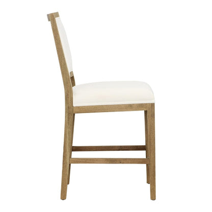 Henry & Mason - Lara Solid Oak Wood Counter Stool in Warm Wash with White Performance Fabric Upholstery - DV7341 veiw 3