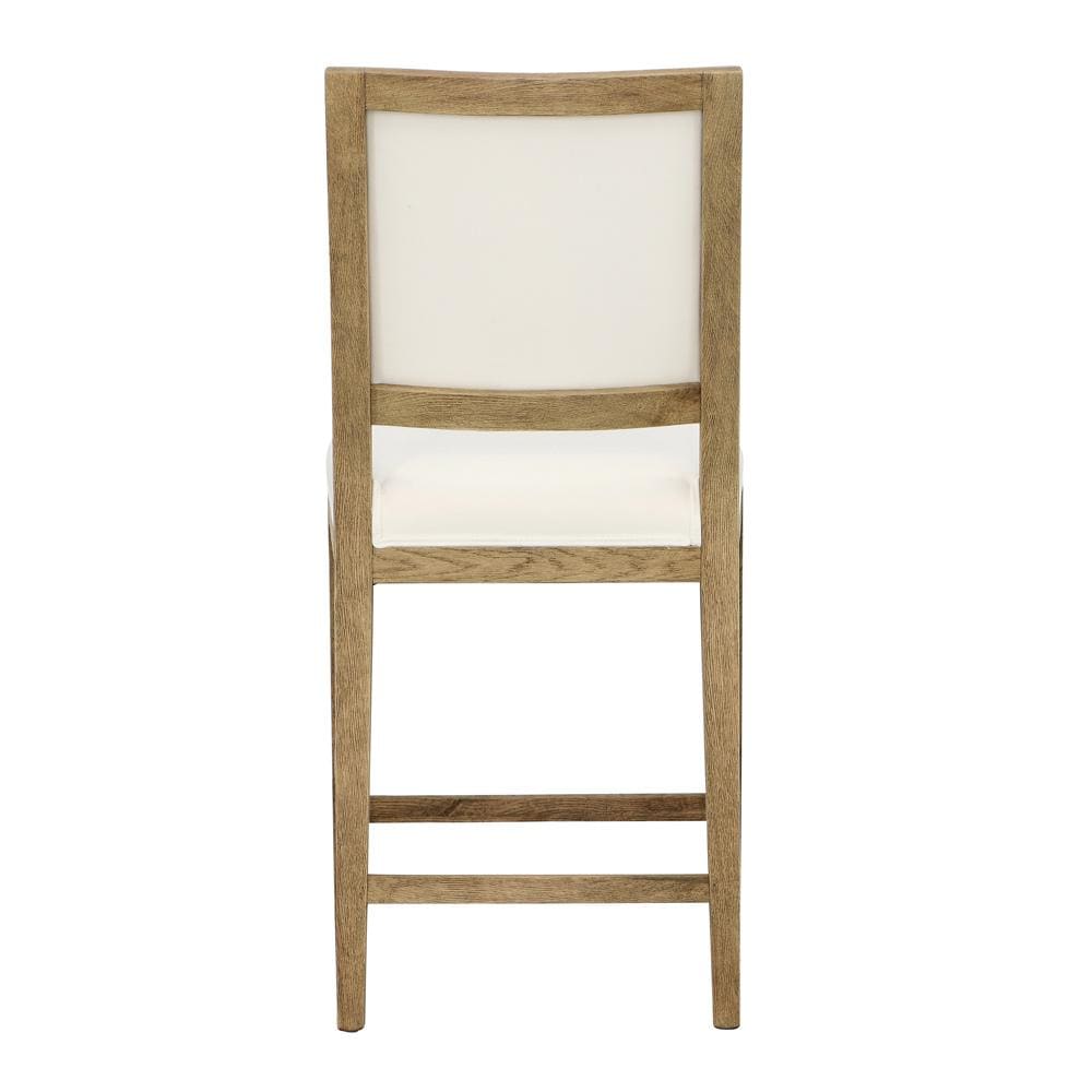 Henry & Mason - Lara Solid Oak Wood Counter Stool in Warm Wash with White Performance Fabric Upholstery - DV7341 veiw 4