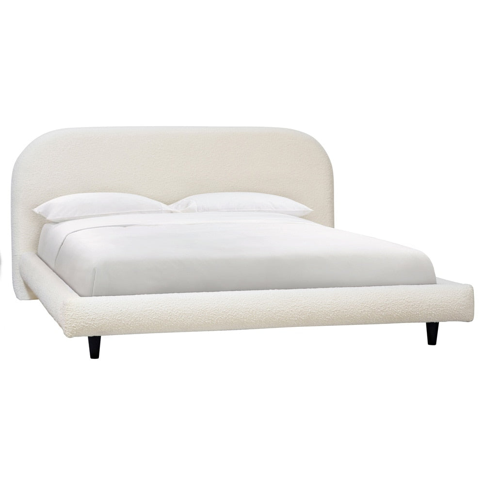 Henry & Mason - Largo Eastern King Bed in Off-White Boucle Upholstery with Black Pine Wood Legs - DV7352 veiw 1