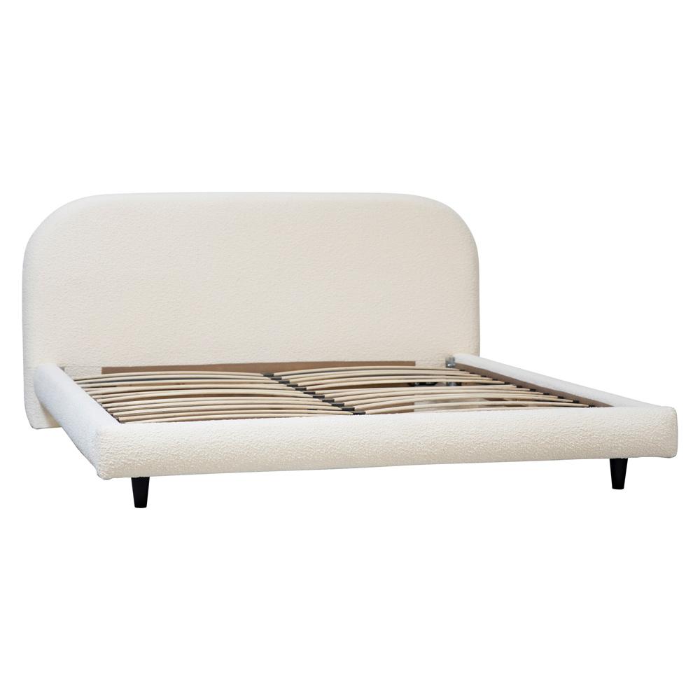 Henry & Mason - Largo Eastern King Bed in Off-White Boucle Upholstery with Black Pine Wood Legs - DV7352 veiw 2