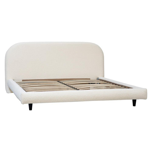Henry & Mason - Largo Eastern King Bed in Off-White Boucle Upholstery with Black Pine Wood Legs - DV7352 veiw 2