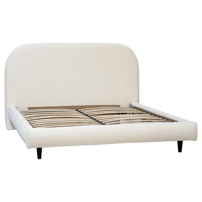 Henry & Mason - Largo Queen Bed in Off-White Boucle Upholstery with Black Pine Wood Legs - DV7353 veiw 3