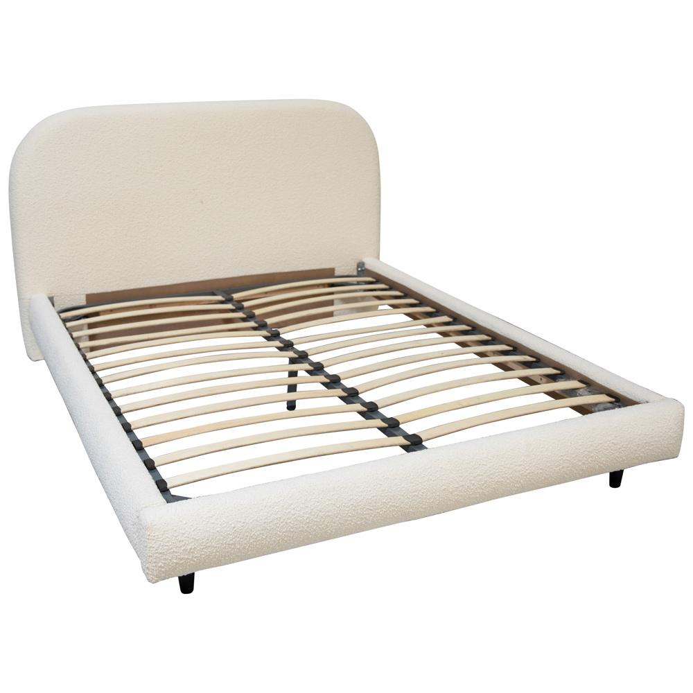 Henry & Mason - Largo Queen Bed in Off-White Boucle Upholstery with Black Pine Wood Legs - DV7353 veiw 4