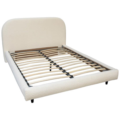 Henry & Mason - Largo Queen Bed in Off-White Boucle Upholstery with Black Pine Wood Legs - DV7353 veiw 4