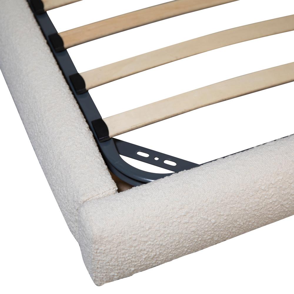 Henry & Mason - Largo Queen Bed in Off-White Boucle Upholstery with Black Pine Wood Legs - DV7353 veiw 5