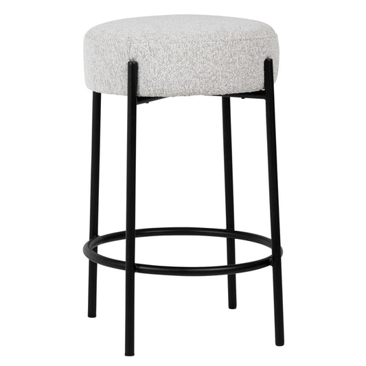 Henry & Mason - Lexton Black Metal Counter Stool with Oatmeal Fabric Upholstery - DV7354 veiw 1