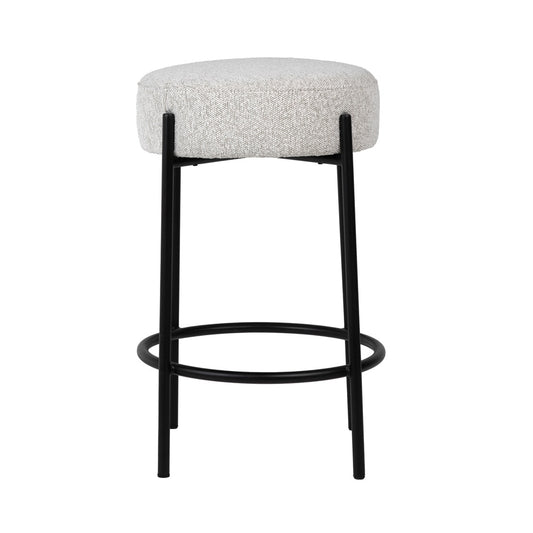 Henry & Mason - Lexton Black Metal Counter Stool with Oatmeal Fabric Upholstery - DV7354 veiw 2