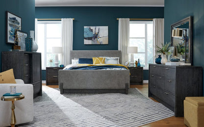 Henry & Mason  -  Linsbury Black Heron King Upholstered Panel Bed  - AFA01038 view 7