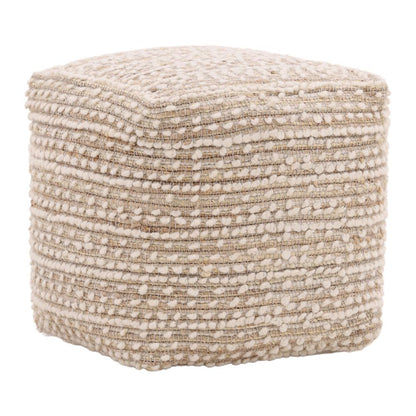 Henry & Mason - Locia Handwoven Jute and Wool Pouf in Ivory - DV7588 veiw 1