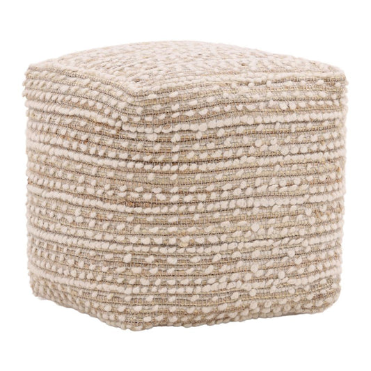 Henry & Mason - Locia Handwoven Jute and Wool Pouf in Ivory - DV7588 veiw 1