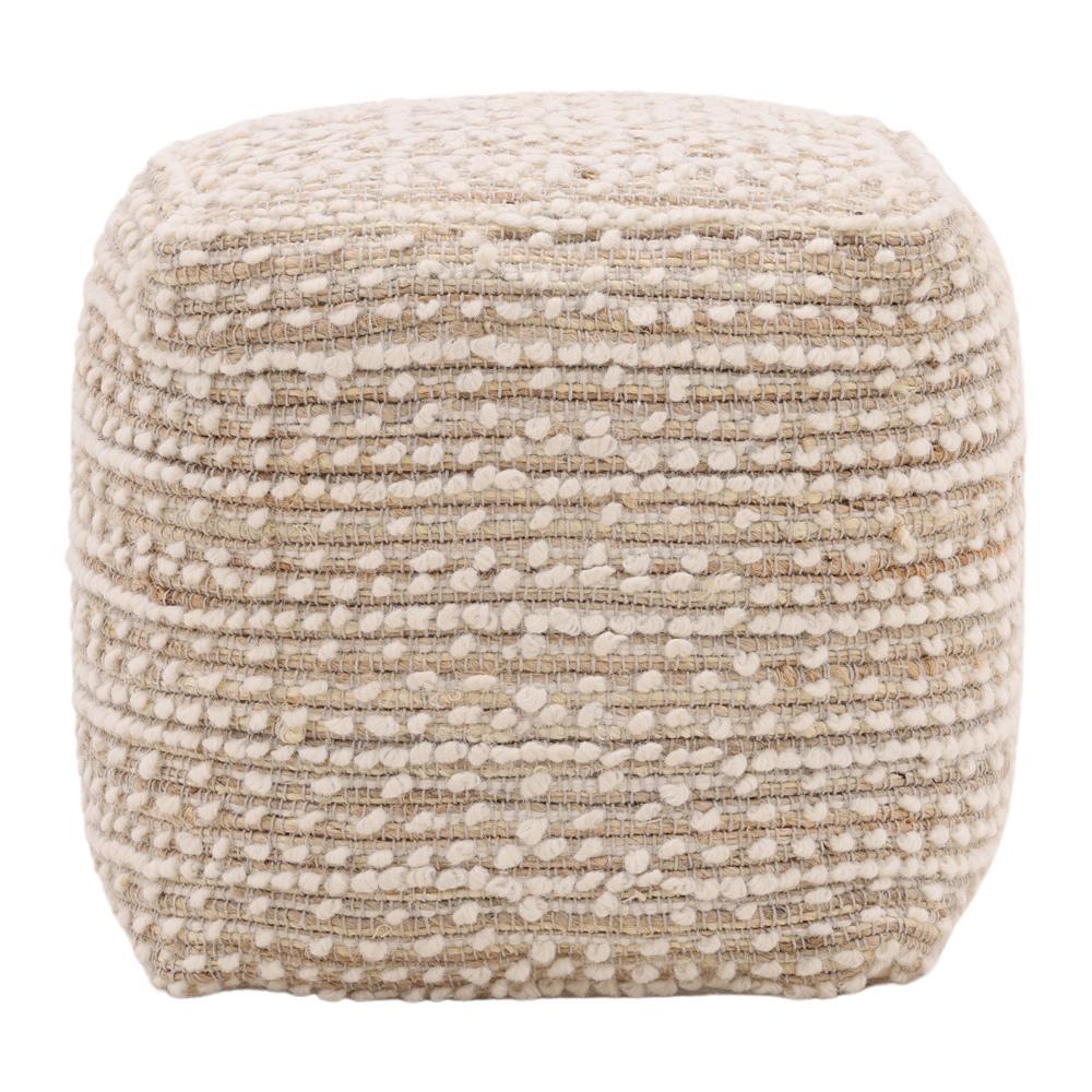 Henry & Mason - Locia Handwoven Jute and Wool Pouf in Ivory - DV7588 veiw 2