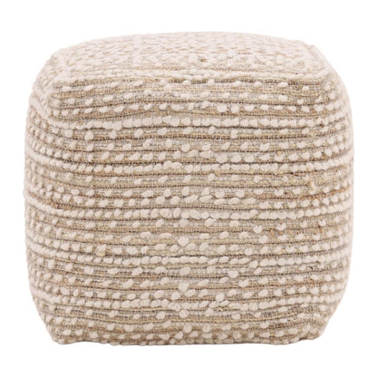 Henry & Mason - Locia Handwoven Jute and Wool Pouf in Ivory - DV7588 veiw 2