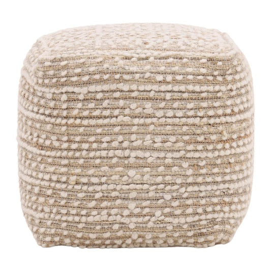 Henry & Mason - Locia Handwoven Jute and Wool Pouf in Ivory - DV7588 veiw 2