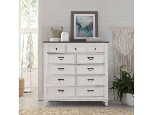 Henry & Mason - Madeline Meadows 11 Drawer Chesser in Wirebrushed White with Charcoal Tops - AFA02606 view 1