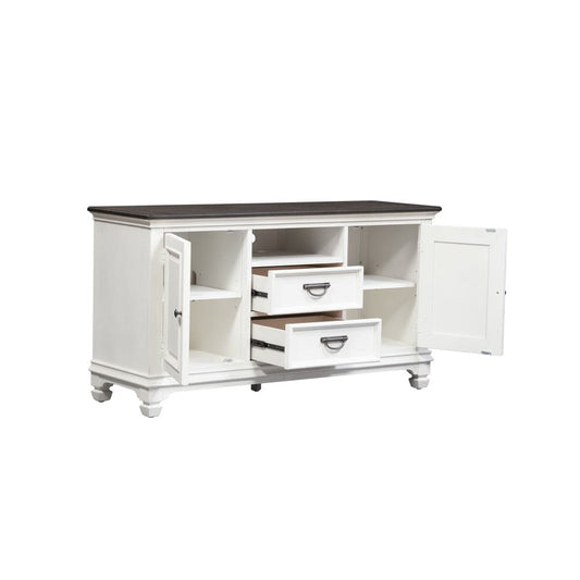 Henry & Mason - Madeline Meadows 56 Inch TV Console in Wirebrushed White with Charcoal Tops - AFA02665 view 2