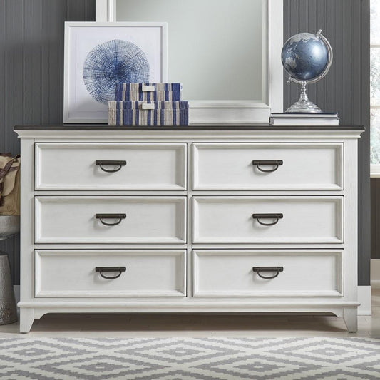 Henry & Mason - Madeline Meadows 6 Drawer Dresser in Wirebrushed White with Charcoal Tops - AFA02604 view 1
