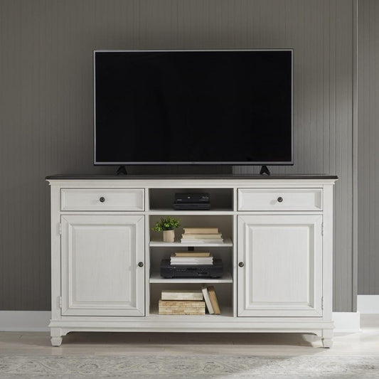 Henry & Mason - Madeline Meadows 68 Inch Highboy TV Console in Wirebrushed White with Charcoal Tops - AFA02667 view 1