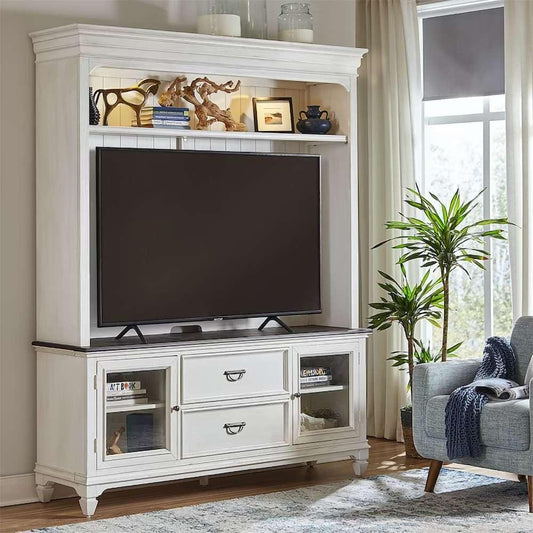Henry & Mason - Madeline Meadows Entertainment Center in Wirebrushed White with Charcoal Tops - AFA02641 view 1