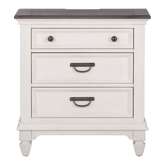 Henry & Mason - Madeline Meadows Night Stand with Charging Station in Wirebrushed White with Charcoal Tops - AFA02612 view 1