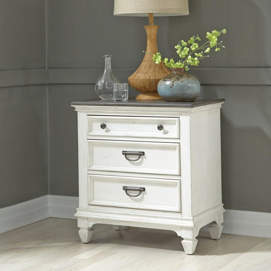 Henry & Mason - Madeline Meadows Night Stand with Charging Station in Wirebrushed White with Charcoal Tops - AFA02612 view 2