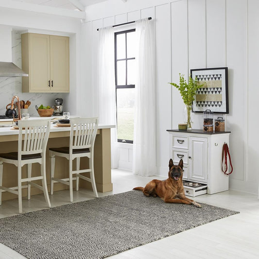 Henry & Mason - Madeline Meadows Pet Feeder in Wirebrushed White with Charcoal Tops - AFA02662 view 1