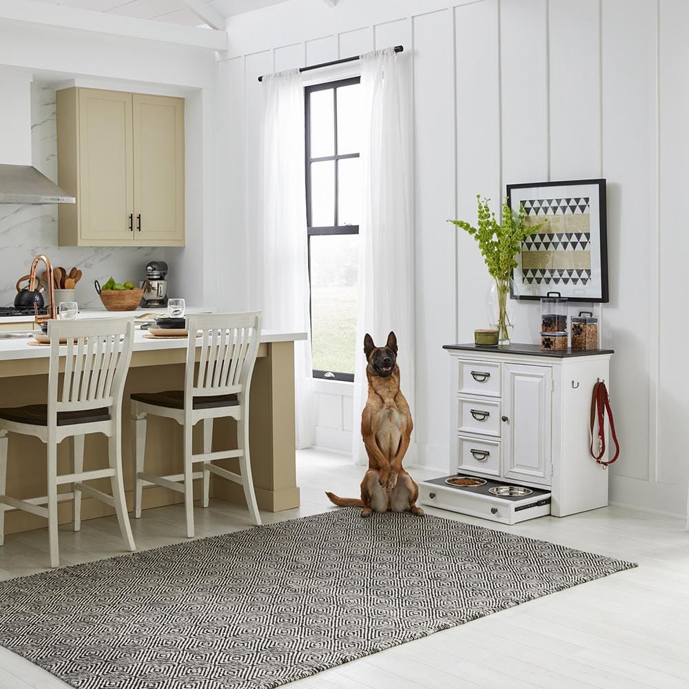Henry & Mason - Madeline Meadows Pet Feeder in Wirebrushed White with Charcoal Tops - AFA02662 view 2