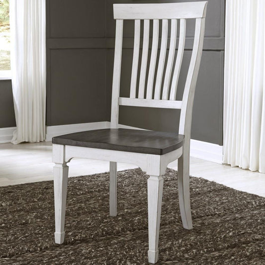 Henry & Mason - Madeline Meadows Slat Back Side Chair (RTA) (Set of 2) in Wirebrushed White with Charcoal Tops - AFA02631 view 2