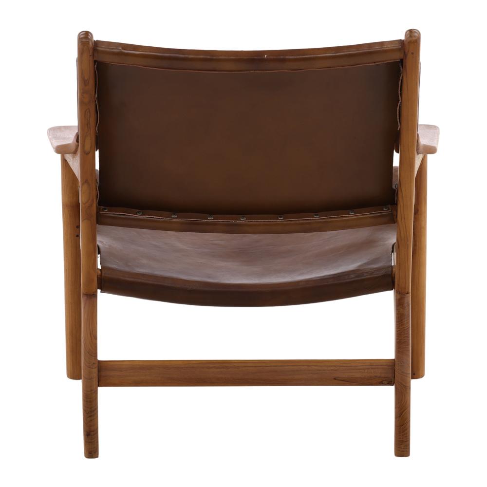 Henry & Mason - Madilen Natural Teak Wood with Brown Leather Occasional Chair - DV7037 veiw 4