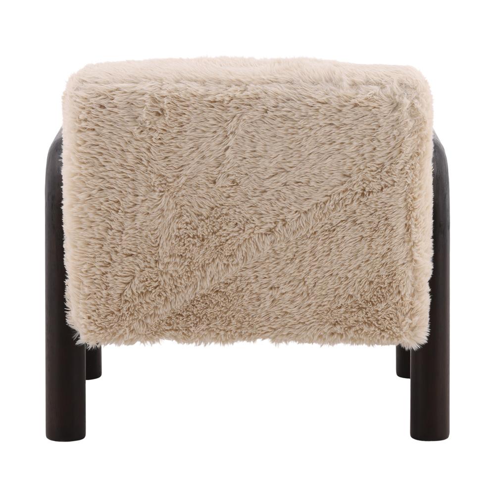 Henry & Mason - Mageti Dark Brown Rubberwood Accent Chair in Sand Faux Fur - DV7469 veiw 4