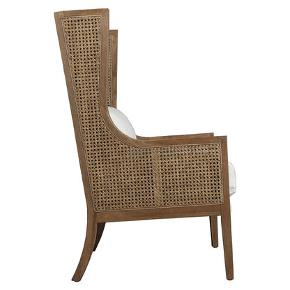 Henry & Mason - Mariston Natural Oak Wood and Rattan Accent Chair with Off White Performance Fabric - DV7334 veiw 3