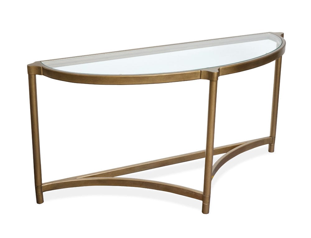 Henry & Mason  -  Marlowe Aged Brass And Volakas Classic Demilune Sofa Table  - AFA00864 view 3