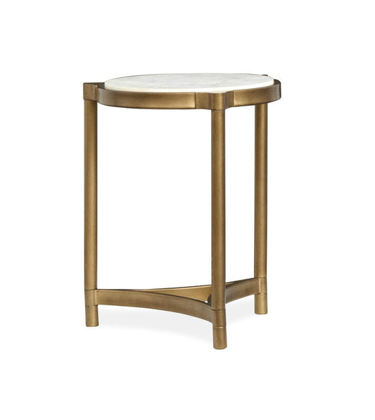 Henry & Mason  -  Marlowe Aged Brass And Volakas Classic Round Accent Table  - AFA00865 view 1