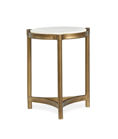 Henry & Mason  -  Marlowe Aged Brass And Volakas Classic Round Accent Table  - AFA00865 view 5
