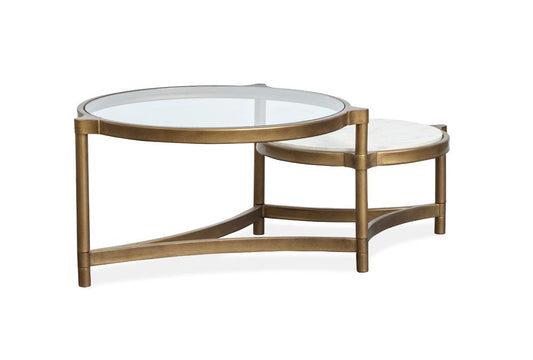 Henry & Mason  -  Marlowe Aged Brass And Volakas Classic Shaped Cocktail Table  - AFA00867 view 2