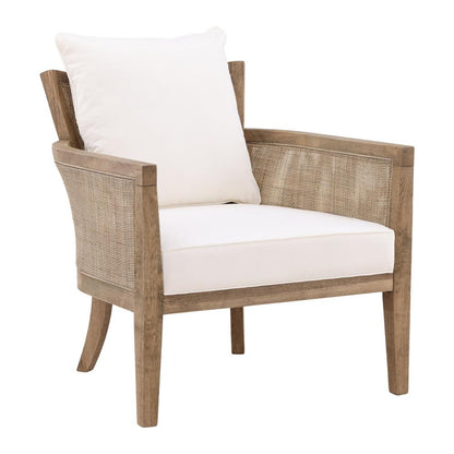 Henry & Mason - Maskin Oak Wood and Rattam Accent Chair in Off White Performance Fabric - DV7338 veiw 1
