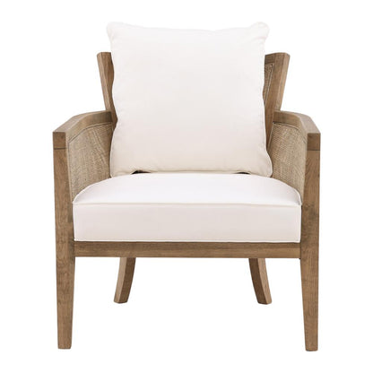 Henry & Mason - Maskin Oak Wood and Rattam Accent Chair in Off White Performance Fabric - DV7338 veiw 2