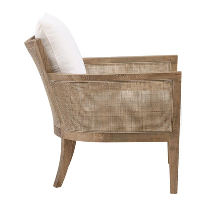 Henry & Mason - Maskin Oak Wood and Rattam Accent Chair in Off White Performance Fabric - DV7338 veiw 3