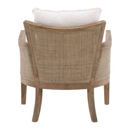 Henry & Mason - Maskin Oak Wood and Rattam Accent Chair in Off White Performance Fabric - DV7338 veiw 4