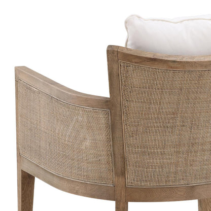 Henry & Mason - Maskin Oak Wood and Rattam Accent Chair in Off White Performance Fabric - DV7338 veiw 5