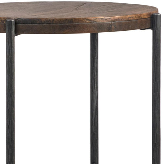 Henry & Mason - Masternio Antique Medium Brown Mago Wood and Black Iron Side Table - DV7156 veiw 2