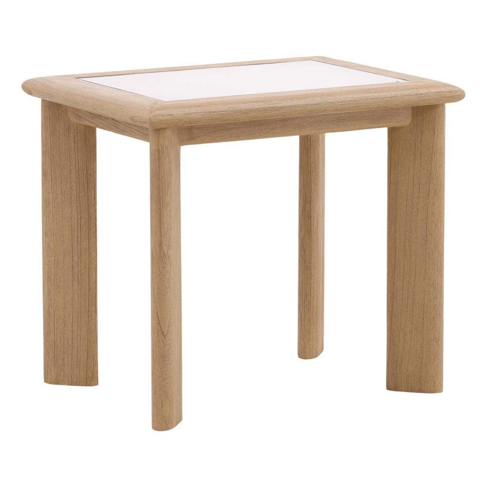 Henry & Mason - Maynard Mindi Wood (White Cedar) Side Table with Glass Inset Top - DV7109 veiw 1