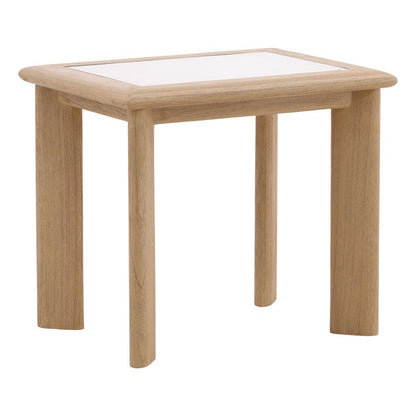 Henry & Mason - Maynard Mindi Wood (White Cedar) Side Table with Glass Inset Top - DV7109 veiw 1