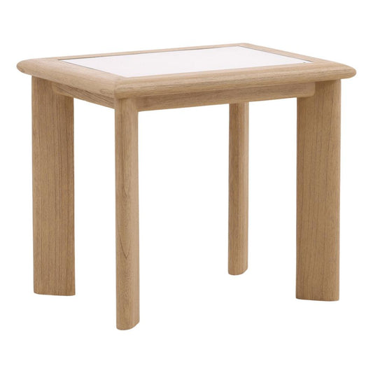 Henry & Mason - Maynard Mindi Wood (White Cedar) Side Table with Glass Inset Top - DV7109 veiw 1